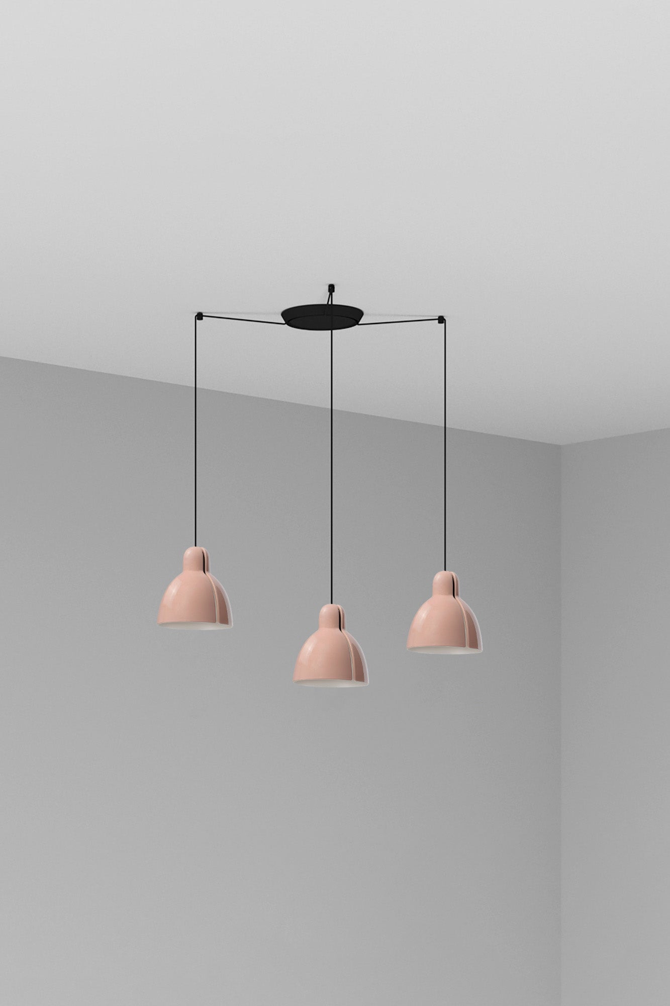 Luminaria colgante VENICE 3L rosa brillo FARO, diseño suspensión cerámica y acero E27 LED para salón o dormitorio interior