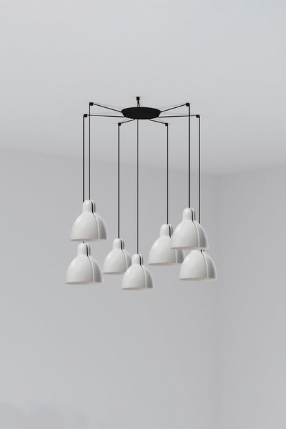 Luminaria colgante VENICE 200 7L blanca de FARO, diseño artesanal en cerámica y acero para iluminación interior del hogar, colección 6437.