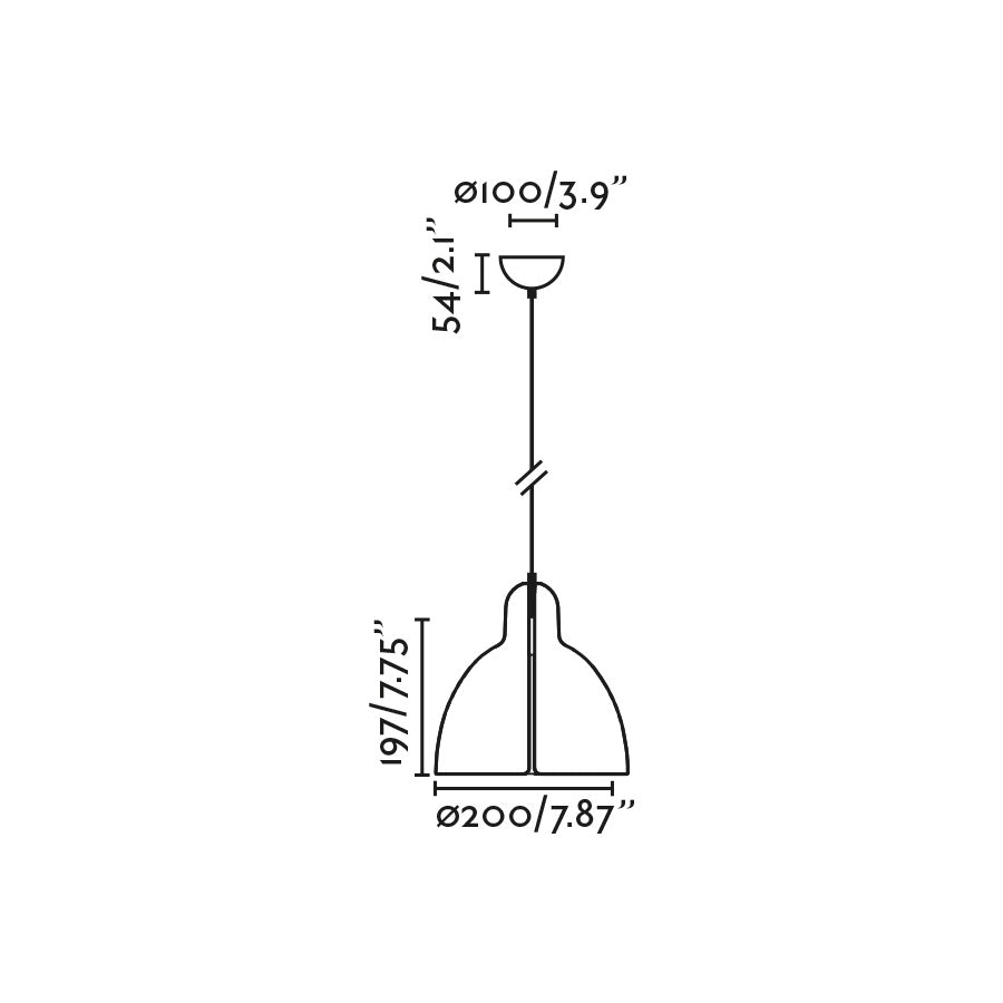 Medidas detalladas de la Luminaria Colgante VENICE 200 Blanca de FARO, modelo 64255-124, diseño minimalista en cerámica artesanal para iluminación interior LED de suspensión.
