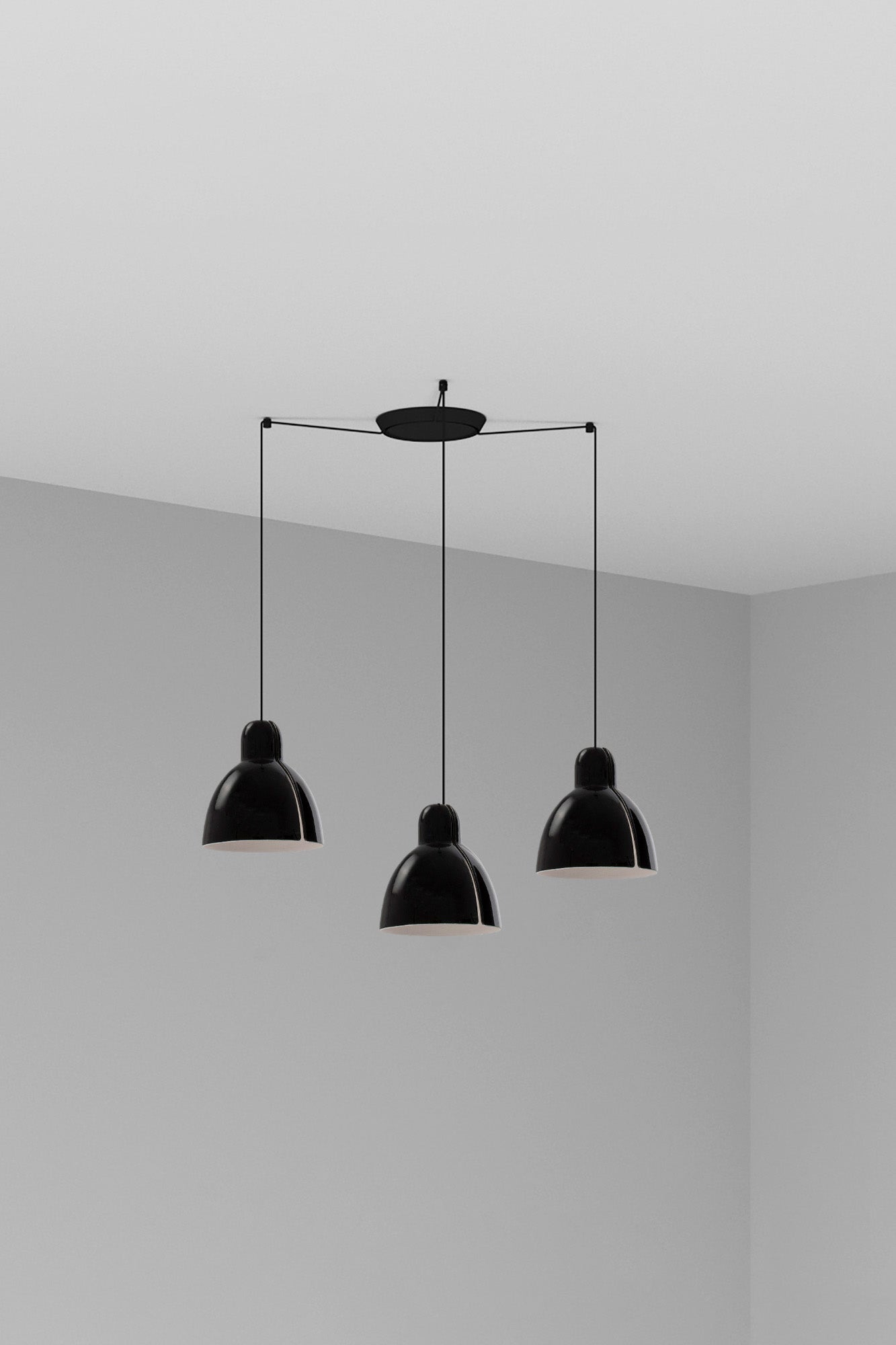 Luminaria colgante VENICE 200 3L negra de FARO, diseño artesanal en cerámica y acero para iluminación interior del hogar