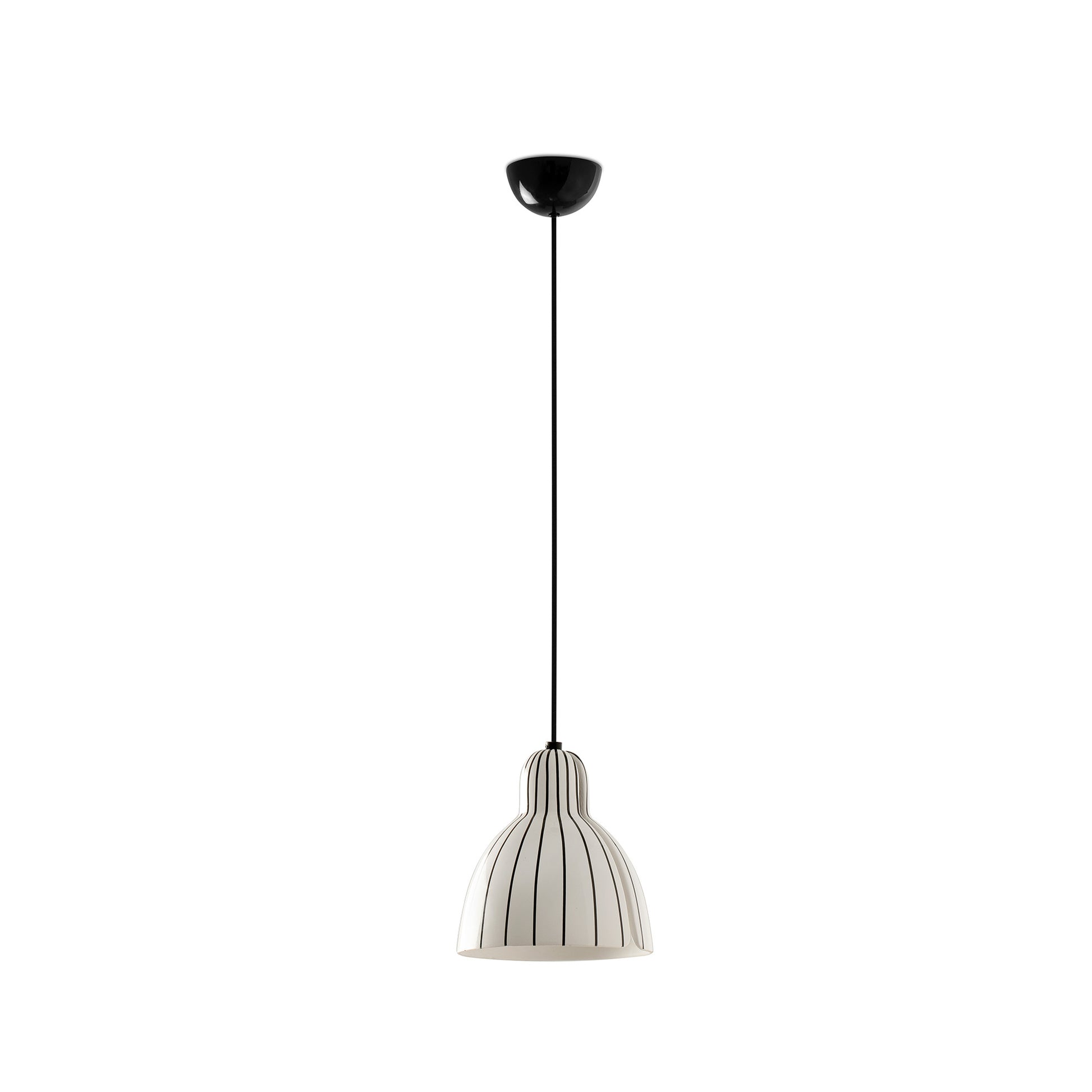 Luminaria colgante VENICE 200 Rayas en blanco y negro brillo, diseño minimalista de cerámica y acero para interior, suspensión artesanal moderna FARO 64255-127