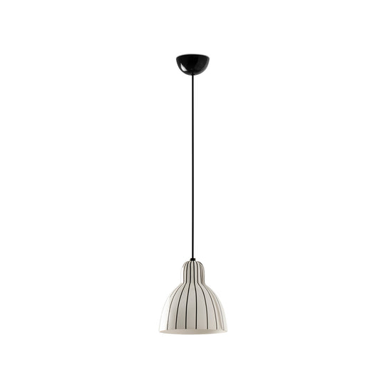 Luminaria colgante VENICE 200 Rayas en blanco y negro brillo, diseño minimalista de cerámica y acero para interior, suspensión artesanal moderna FARO 64255-127
