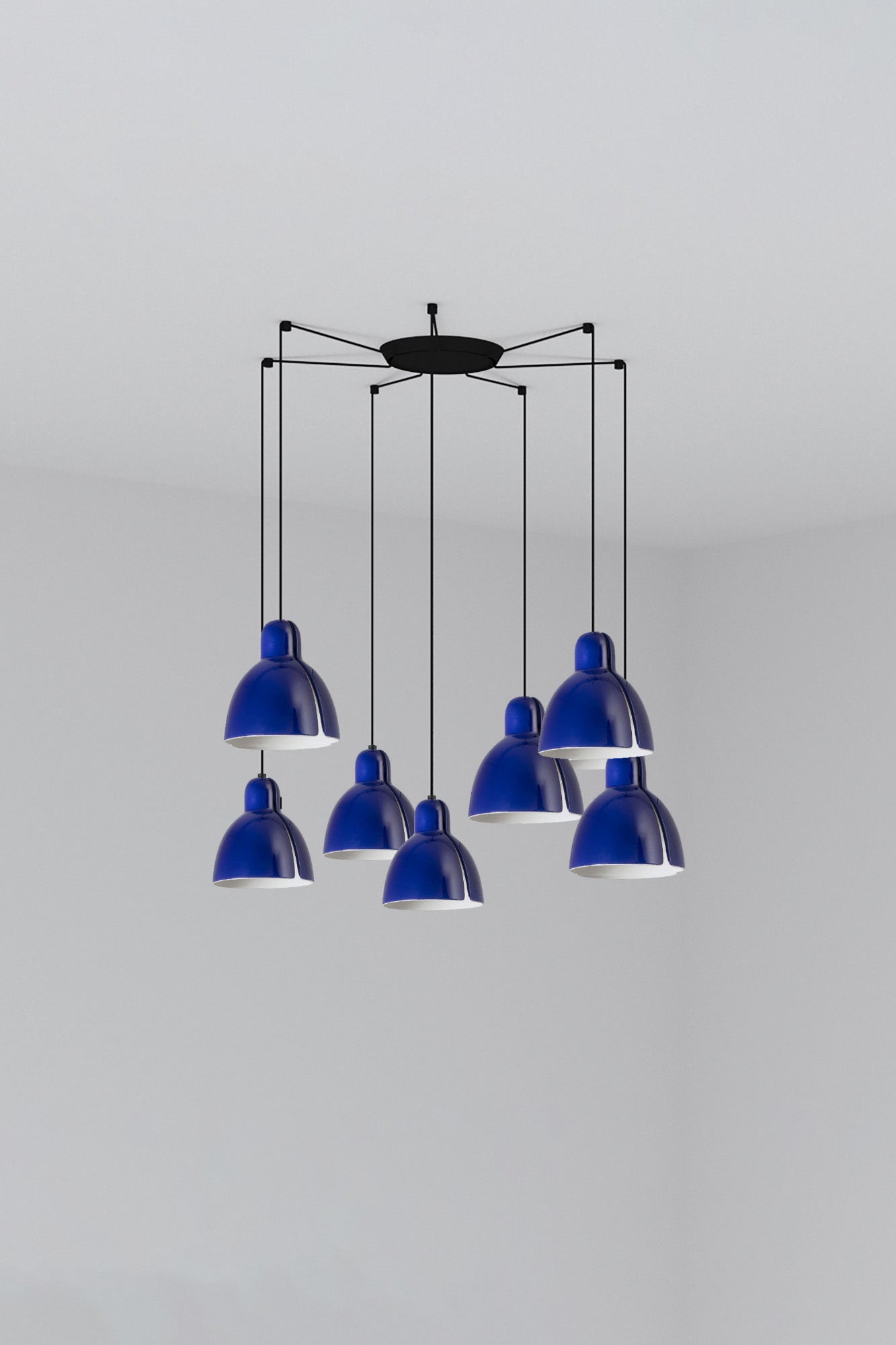 Lámpara colgante VENICE 200 7L azul cobalto FARO, diseño artesanal en cerámica y acero para iluminación interior