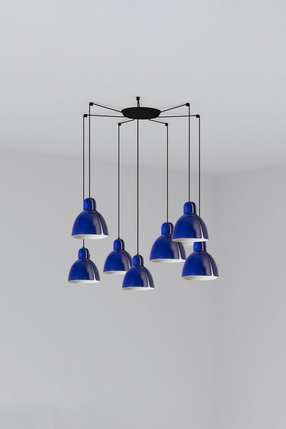Lámpara colgante VENICE 200 7L azul cobalto FARO, diseño artesanal en cerámica y acero para iluminación interior