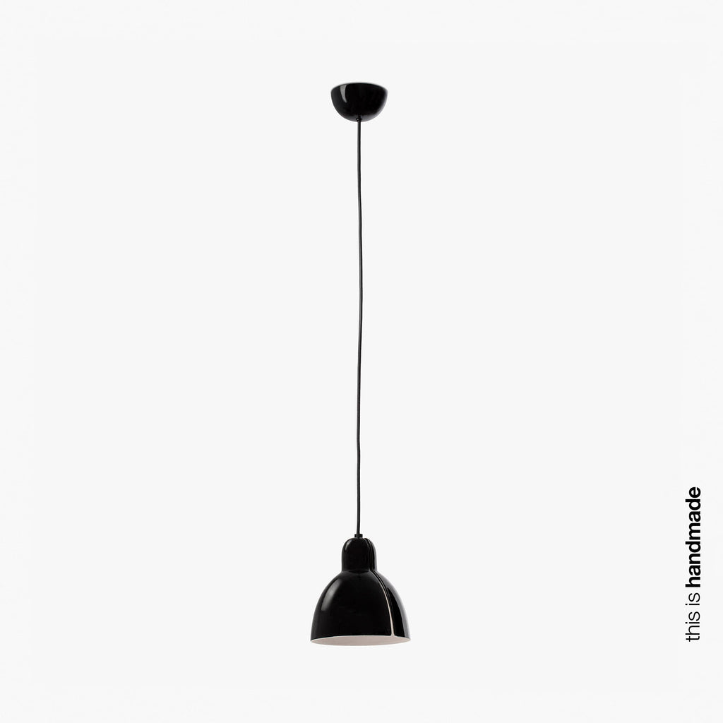 Lámpara colgante Venice negra de FARO modelo 64256, luminaria minimalista de suspensión interior en cerámica y acero artesanal.