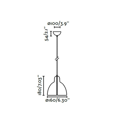 Diagrama de medidas y dimensiones de la lámpara colgante Venice negra de Faro modelo 64256, luminaria de suspensión en cerámica y acero minimalista.