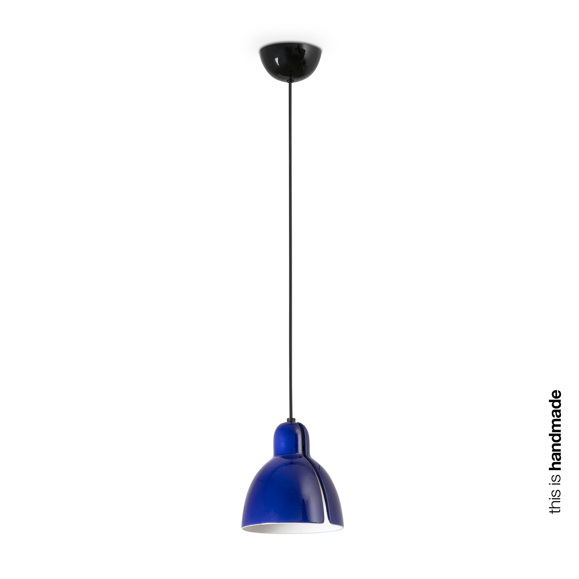 Luminaria colgante VENICE en azul cobalto de FARO (64259), diseño minimalista artesanal en cerámica para interiores, suspensión E27 LED
