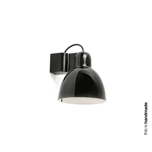 Aplique de pared Venice negro de Faro modelo 64271, luminaria interior en cerámica y aluminio con diseño artesanal para iluminación del hogar