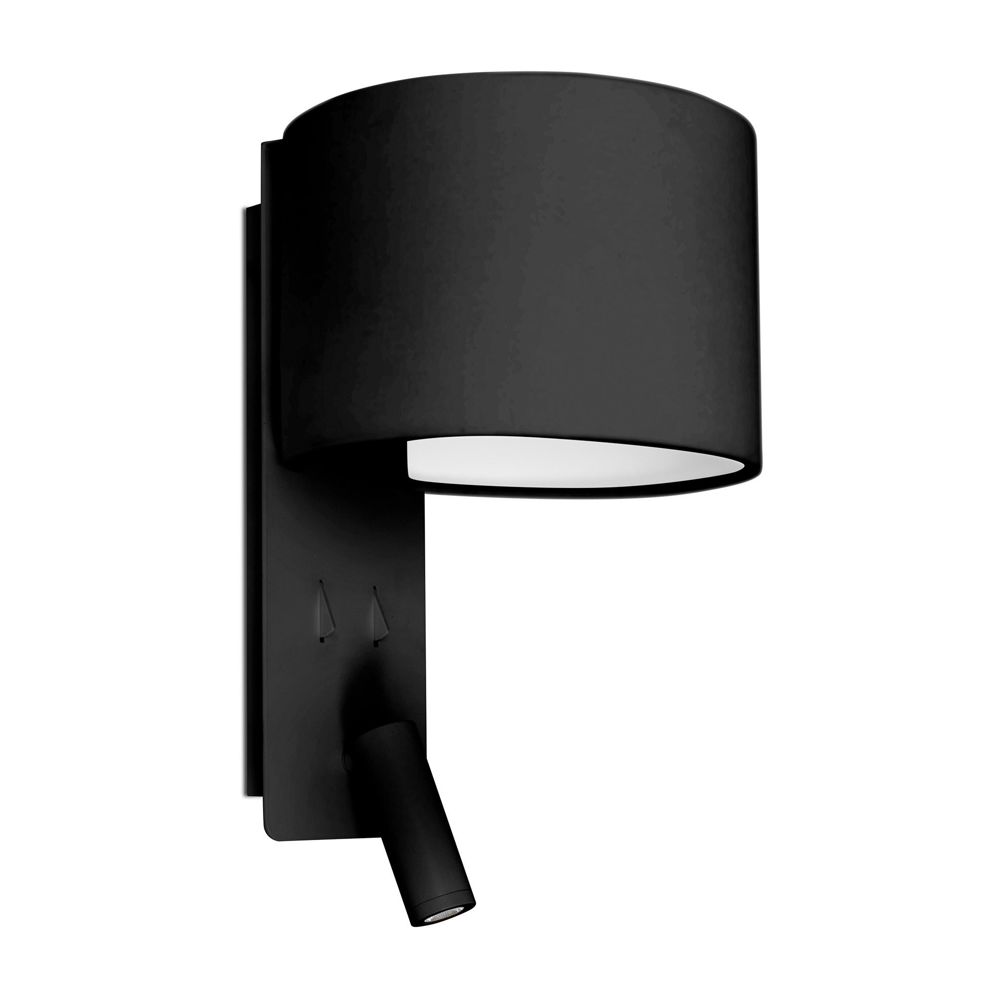 Aplique de pared FOLD negro con lector LED FARO 64305, luminaria interior de superficie en acero textil para iluminación ambiente y lectura, diseño contemporáneo