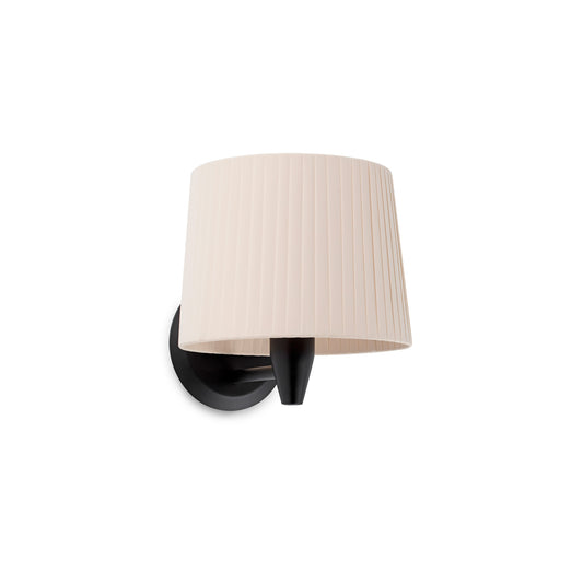 Aplique de pared SAMBA negro mate y beige FARO 64307-35, lámpara textil LED E27 para iluminación interior hospitality, diseño Faro Lab