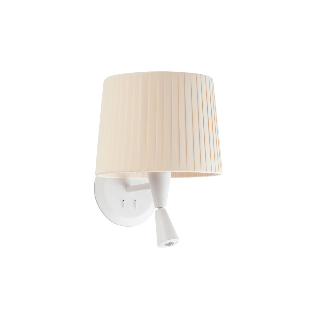 Aplique de pared SAMBA con lector integrado en blanco mate y beige de FARO, modelo 64308-35, luminaria de superficie para iluminación interior, diseño hospitality moderno