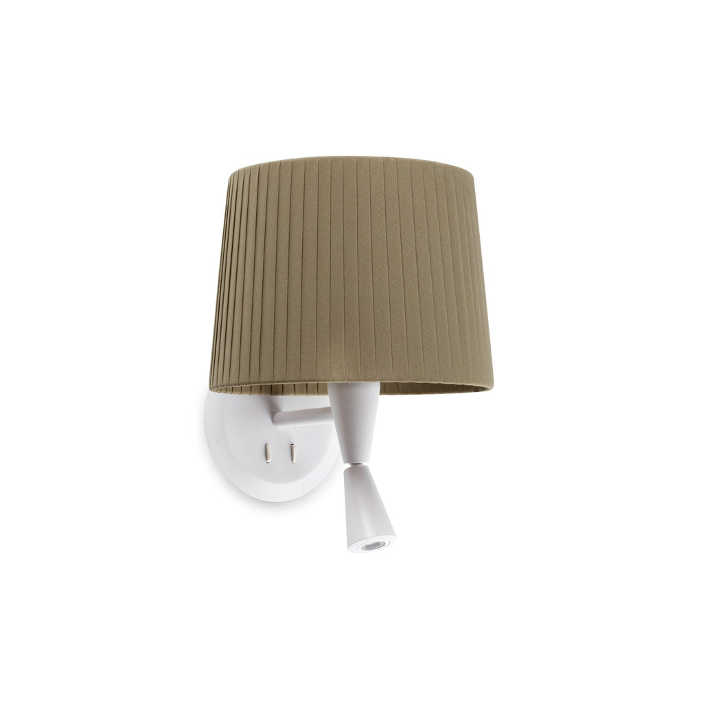 Aplique de pared Samba Lector Faro 64308-37 en blanco y verde, luminaria interior de superficie en acero y textil para lectura en hospitality