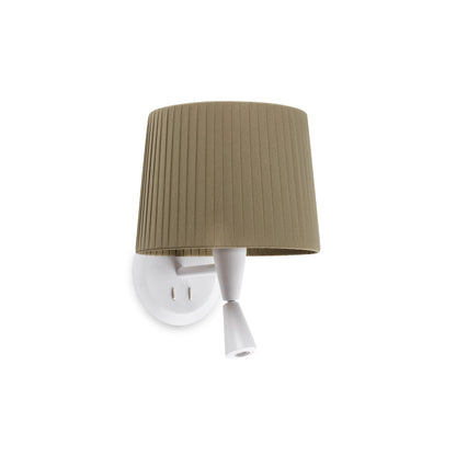 Aplique de pared Samba Lector Faro 64308-37 en blanco y verde, luminaria interior de superficie en acero y textil para lectura en hospitality