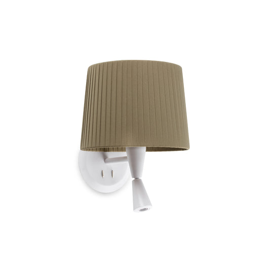 Aplique de pared Samba Lector Faro 64308-37 en blanco y verde, luminaria interior de superficie en acero y textil para lectura en hospitality