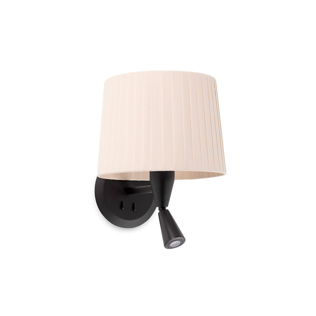 Aplique de pared SAMBA FARO 64309-35 en negro y beige con lector LED, diseño moderno para habitaciones y salas interiores