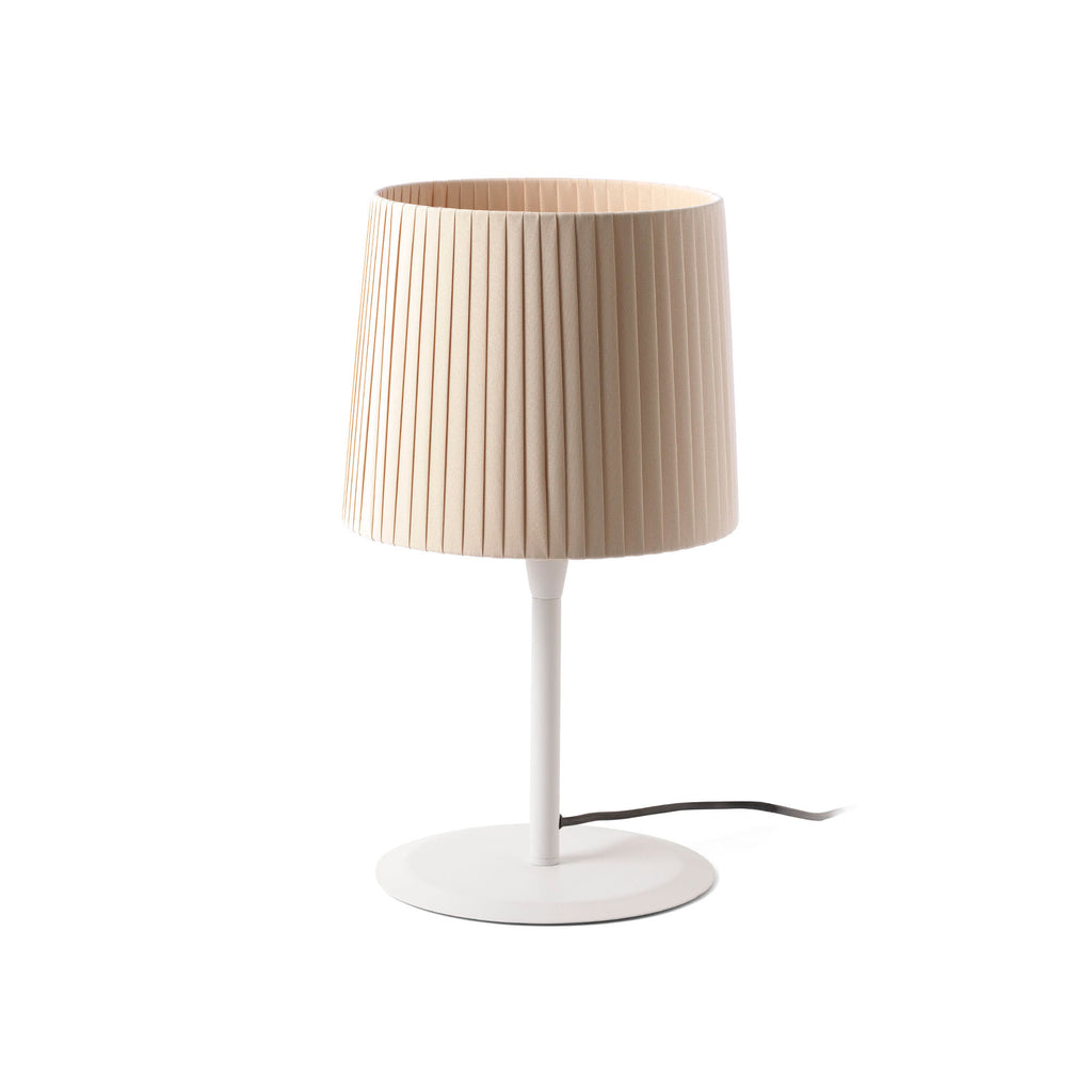 Lámpara de sobremesa SAMBA de FARO en blanco y encintado beige, diseño textil y acero para interior hogar, salas de estar y hospitality, modelo 64310-38