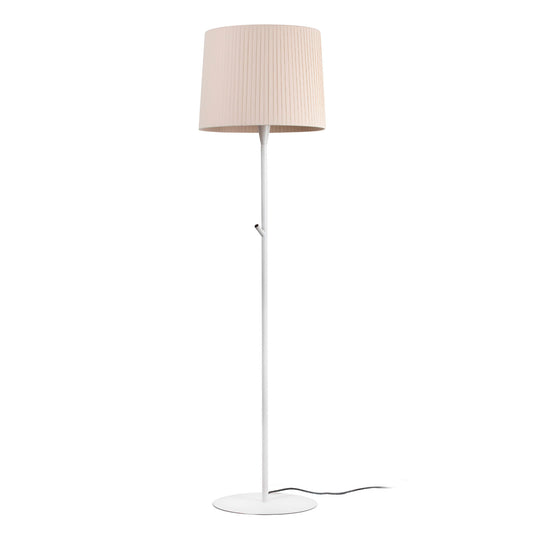 Lámpara de pie SAMBA blanca mate con encintado beige textil de FARO, modelo 64312-41 para iluminación interior en acero y hospitality