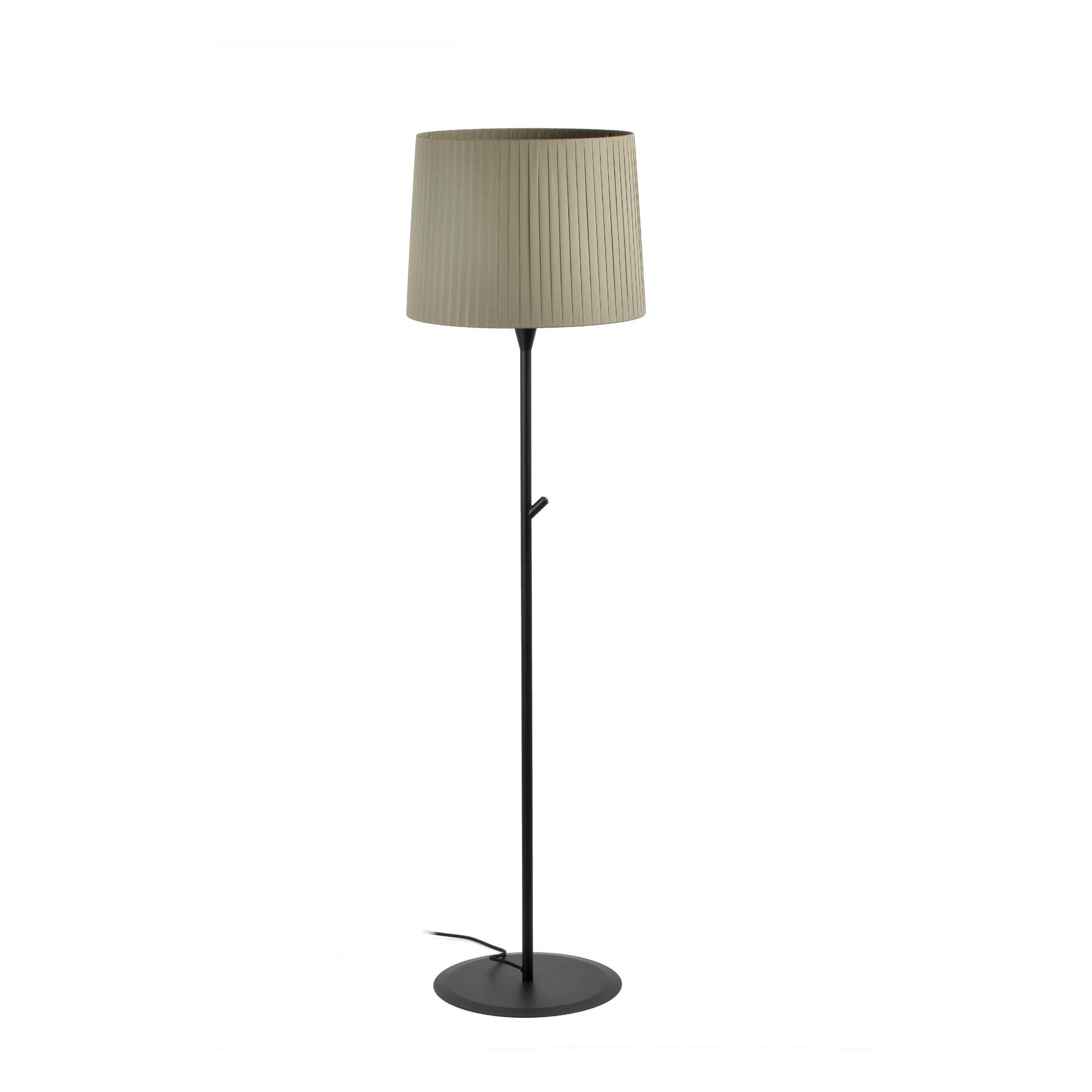 Lámpara de pie SAMBA negra mate con encintado verde de FARO modelo 64313-43, luminaria interior acero textil para hospitality e iluminación moderna