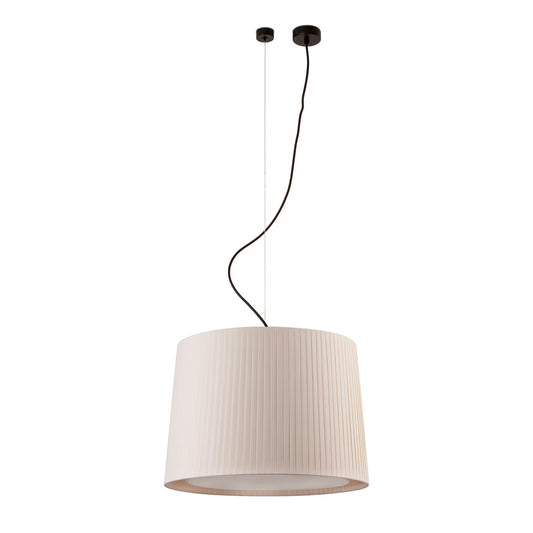 Lámpara colgante Samba negra con encintado beige de Faro, ø450 mm, suspensión en acero y textil para salas de estar, habitaciones e interiores hospitality