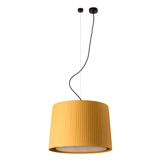 Lámpara colgante SAMBA negra con encintado amarillo de ø450 mm, modelo FARO 64314-45 en acero y textil para iluminación interior en hogar y hospitality