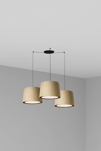 Lámpara colgante SAMBA 3L negra y verde de FARO, iluminación interior en acero textil para hogar y hospitality, compatible con LED E27, modelo 64314-46-3L