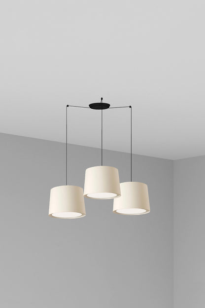 Lámpara colgante CONGA 3L blanco FARO 64314-54-3L, diseño moderno en acero, negro mate, textil y papiro para iluminación interior hogar y hospitality
