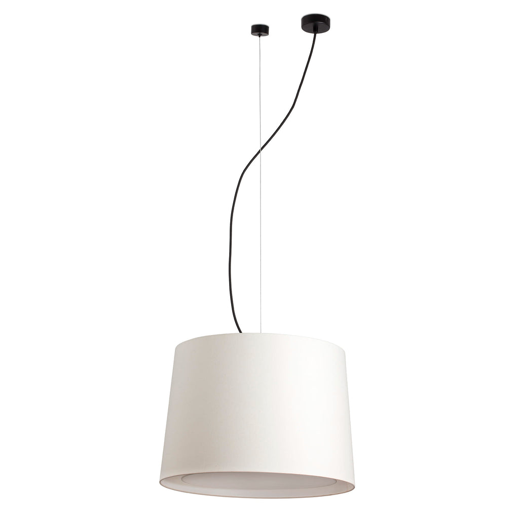 Lámpara colgante CONGA 450 de FARO en negro y beige, diseño moderno de acero y textil para iluminación interior en salas de estar, habitaciones y hospitality.
