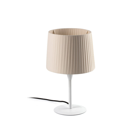Lámpara de mesa Mini Samba S de FARO en blanco con encintado beige, diseño LED para iluminación interior y sobremesa en hospitality, modelo 64316-35