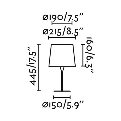 Dimensiones de la lámpara de sobremesa CONGA S negra de FARO, modelo 64317-03, en acero y textil para iluminación interior en hogar y hospitality
