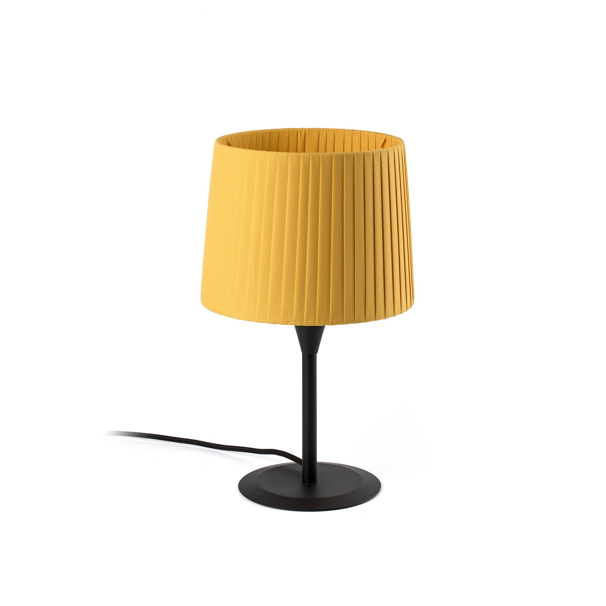 Lámpara de sobremesa SAMBA S Mini de FARO en negro con encintado amarillo, diseño moderno para interior y hospitality, bombilla E27 LED, modelo 64317-36 de Faro Lab