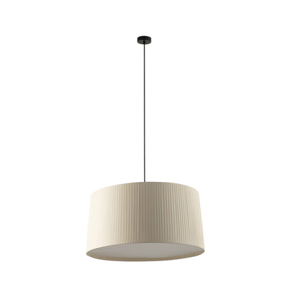 Lámpara colgante SAMBA 700 de FARO en negro mate y beige textil, suspensión de acero para iluminación LED en dormitorios, salones e interiores hoteleros