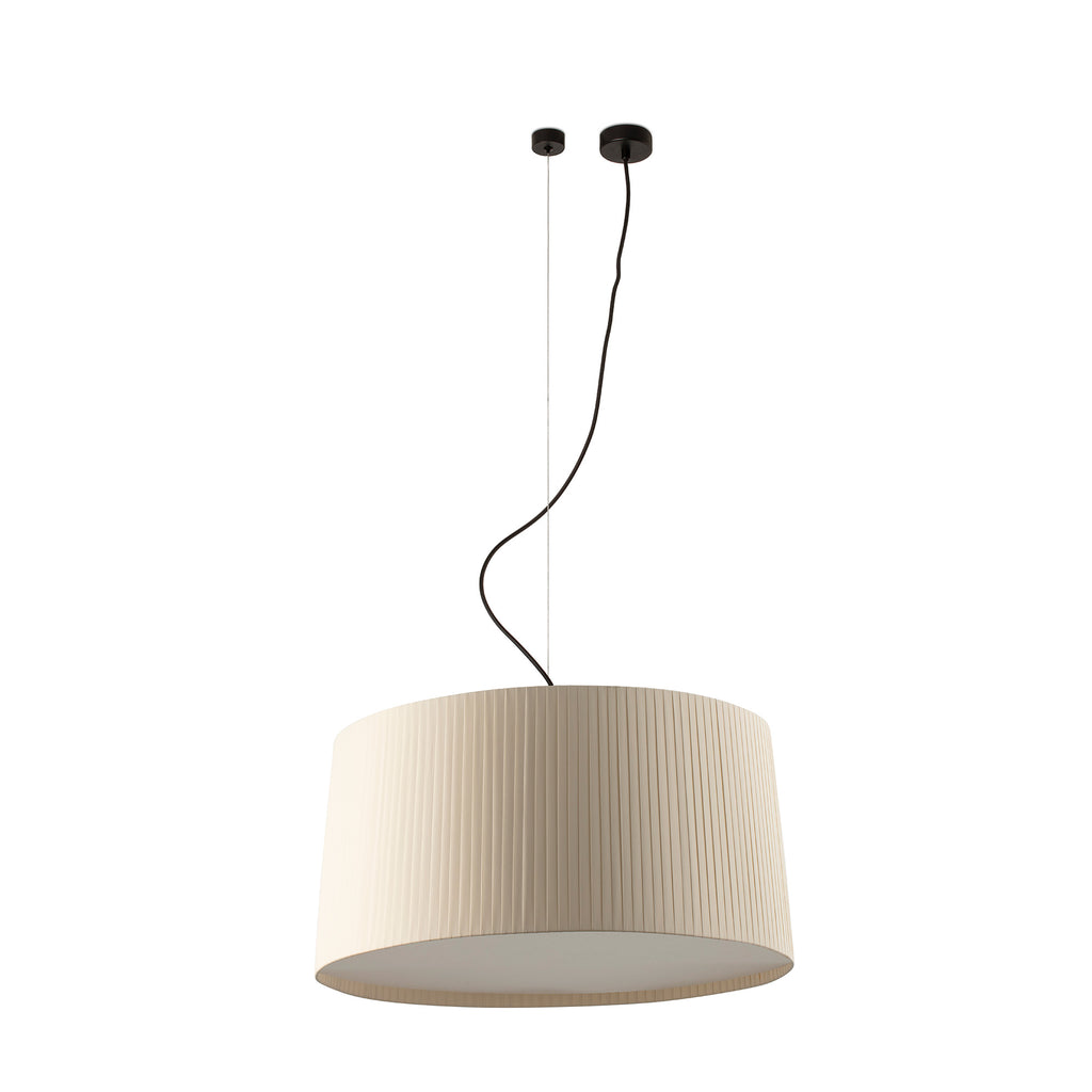 Lámpara colgante SAMBA 700 de FARO en negro y beige, luminaria de suspensión interior en acero y textil para dormitorios, salones y hoteles con iluminación indirecta - modelo 64330-154