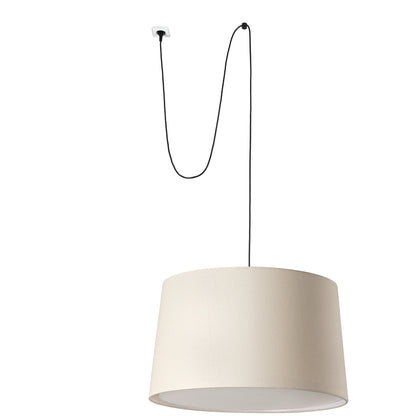Luminaria colgante Windsor con clavija en negro y lino de Faro, modelo 64331-153, diseño de suspensión interior en acero y yute para iluminación ambiente