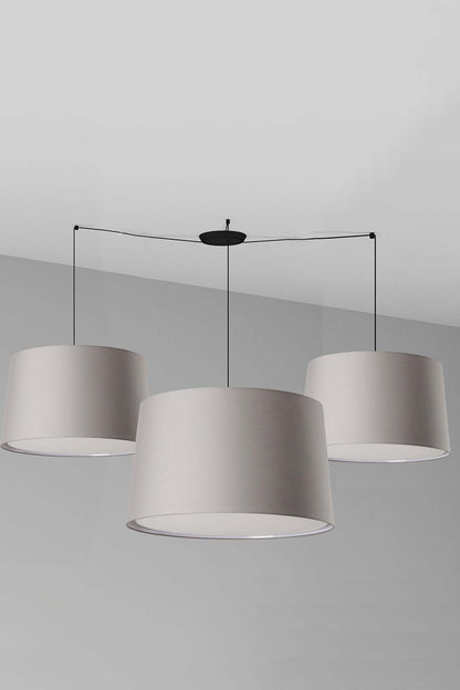 Lámpara colgante múltiple WINDSOR en negro y gris de FARO, modelo 64332-132, colección 2022, luminaria de suspensión interior para iluminación ambiente en restaurantes y hoteles, fabricada en acero y textil