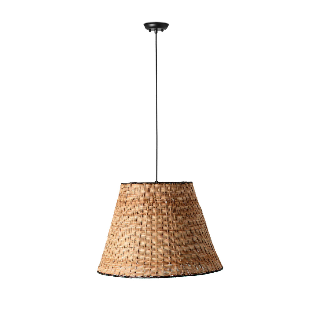 Lámpara colgante SUMBA de FARO en negro y ratán natural, iluminación suspensión para interior, hogar y hospitality - modelo 65134-72