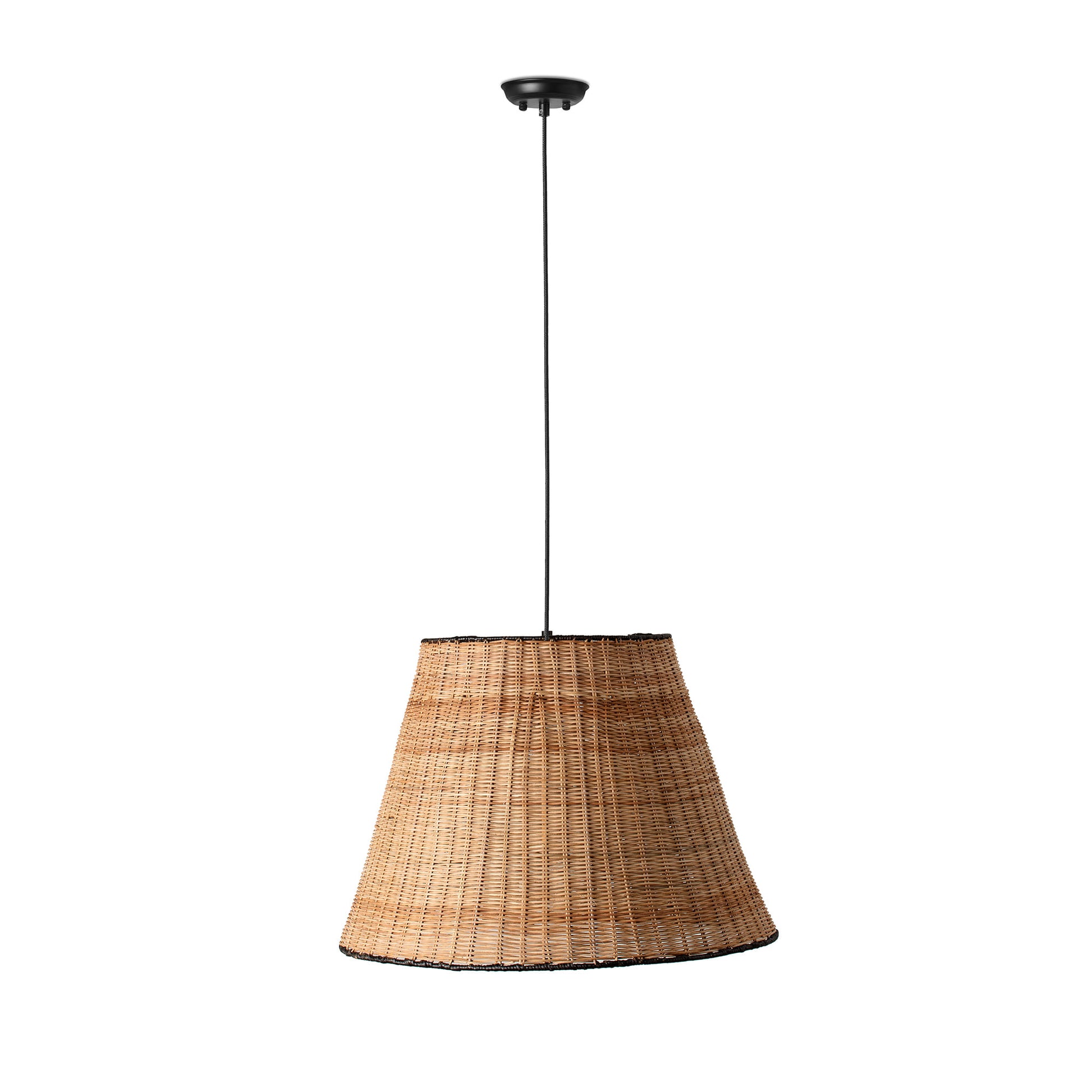 Lámpara colgante SUMBA de FARO en negro y ratán natural, iluminación suspensión para interior, hogar y hospitality - modelo 65134-72