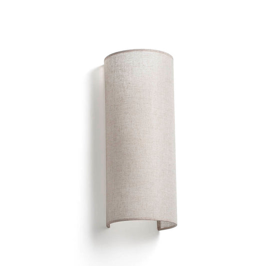 Aplique de pared OTTON R Lino Redondo 2L de FARO, luminaria interior beige con diseño natural de lino para iluminación decorativa en hogar y hotel, modelo 66401-103