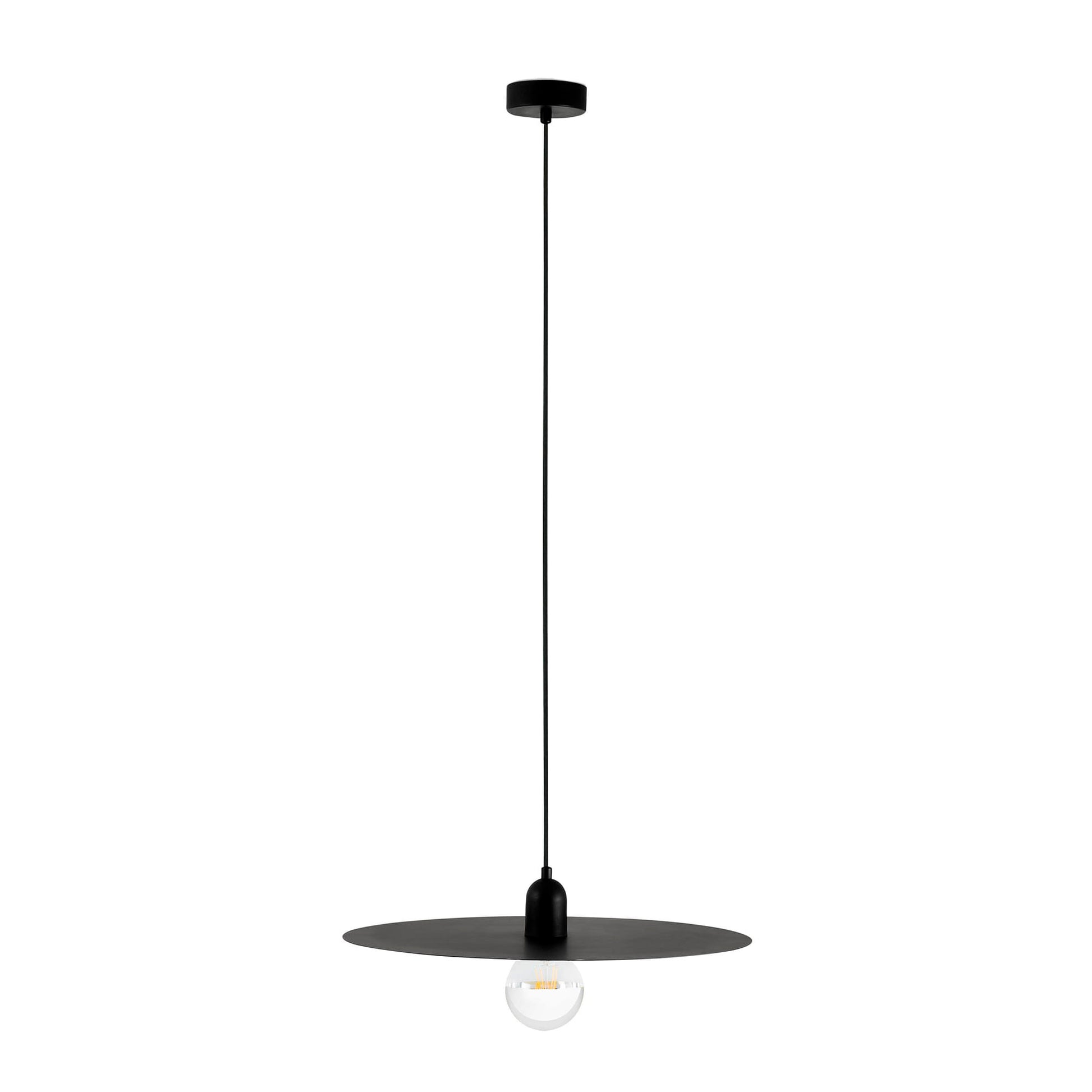 Lámpara colgante PLAT negra de FARO modelo 68145, diseño minimalista escandinavo en acero, iluminación suspension interior LED E27