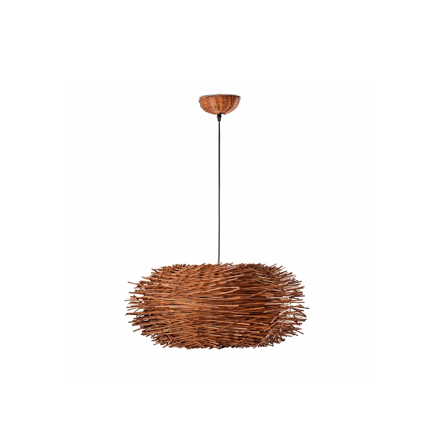 Lámpara colgante NIDO marrón de FARO, diseño contemporáneo en rattan y acero para iluminación interior LED, modelo 68153