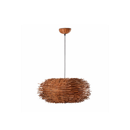Lámpara colgante NIDO marrón de FARO, diseño contemporáneo en rattan y acero para iluminación interior LED, modelo 68153