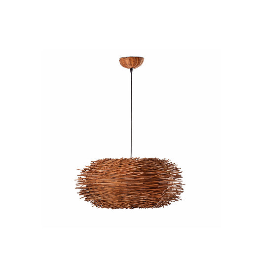 Lámpara colgante NIDO marrón de FARO, diseño contemporáneo en rattan y acero para iluminación interior LED, modelo 68153