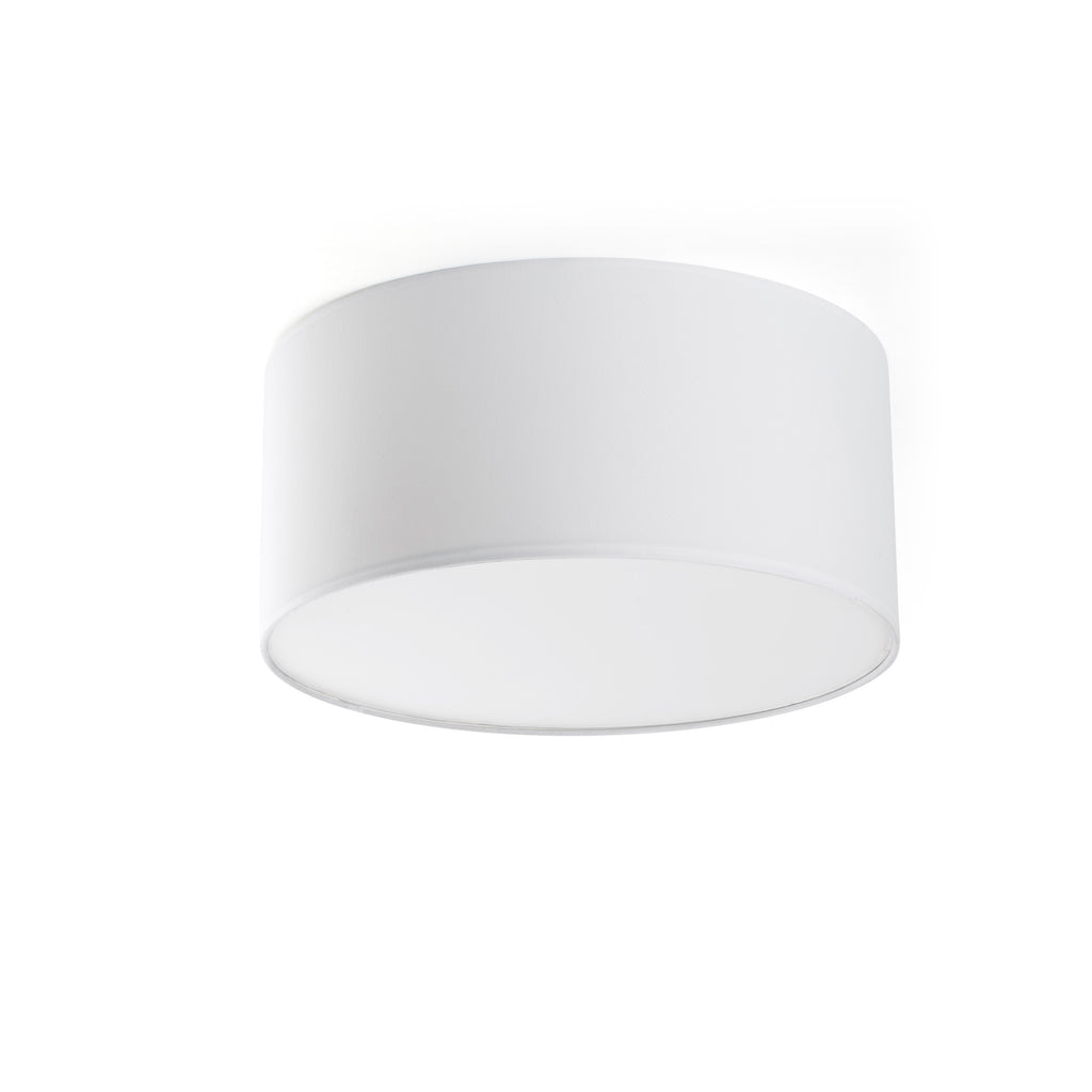 Plafon SEVEN 400 Blanco de FARO (68298) - Luminaria de techo interior en acero y textil, iluminación residencial LED E27 para montaje superficial