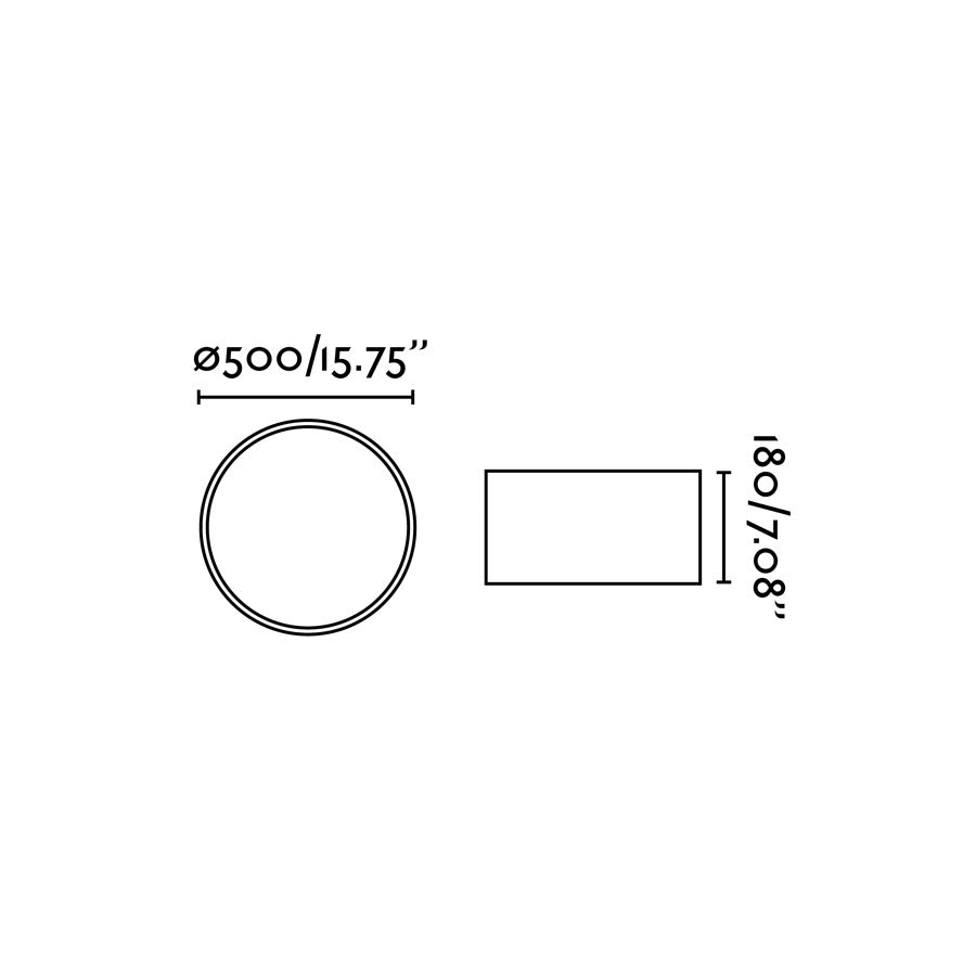 Dimensiones y medidas del Plafón SEVEN 500 Blanco de FARO modelo 68317, luminaria de techo LED E27 para iluminación interior residencial en acero y textil, colección 1528, plafón superficie montaje