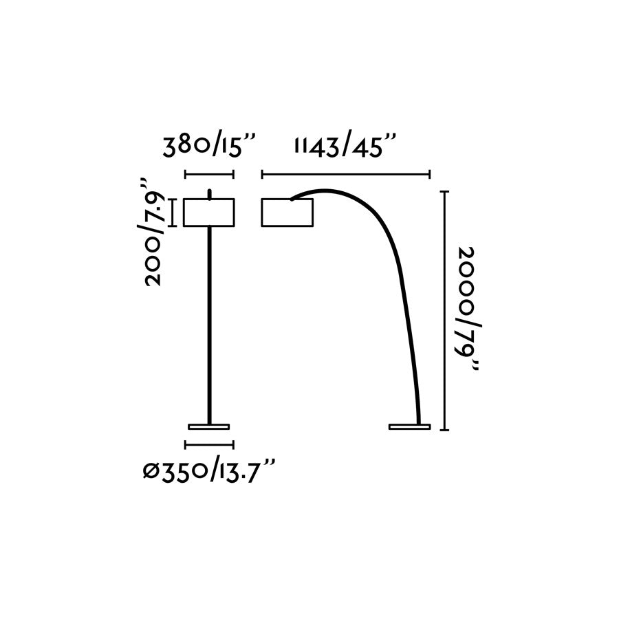 Medidas de la lámpara de pie PAPUA en blanco de FARO modelo 68462, diseño contemporáneo en acero y textil para iluminación interior de salón