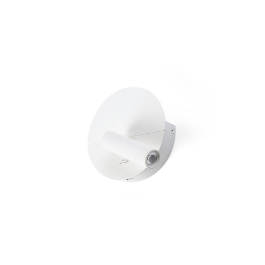 Aplique lector DUAS USB C blanco FARO 68467N, luminaria de pared interior en acero para superficie, iluminación LED con puerto USB-C para lectura