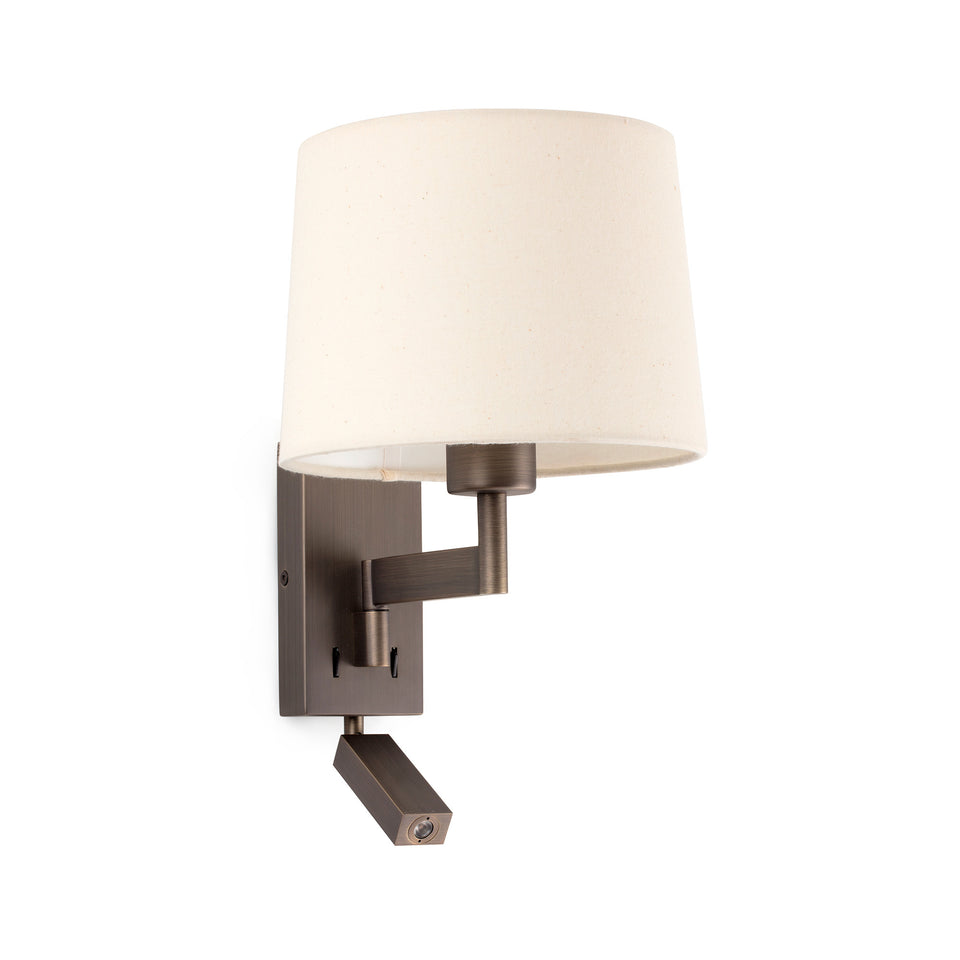 Modelo 3D interactivo y realidad aumentada de Aplique Pared ARTIS con Lector Bronce/Beige | FARO | 68492-02