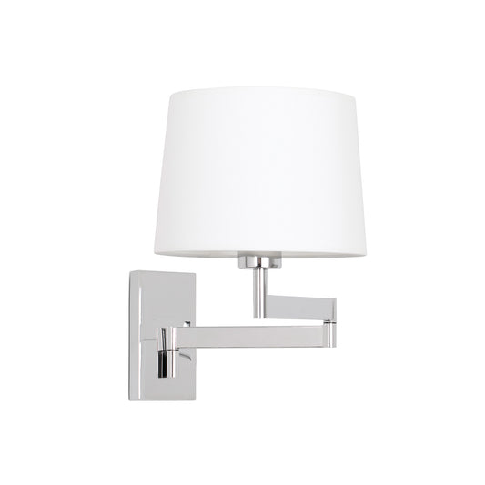 Aplique articulado ARTIS de Faro en cromo y blanco, luminaria de superficie interior con estructura de acero y pantalla textil, diseño atemporal para iluminación del hogar - modelo 68495-01