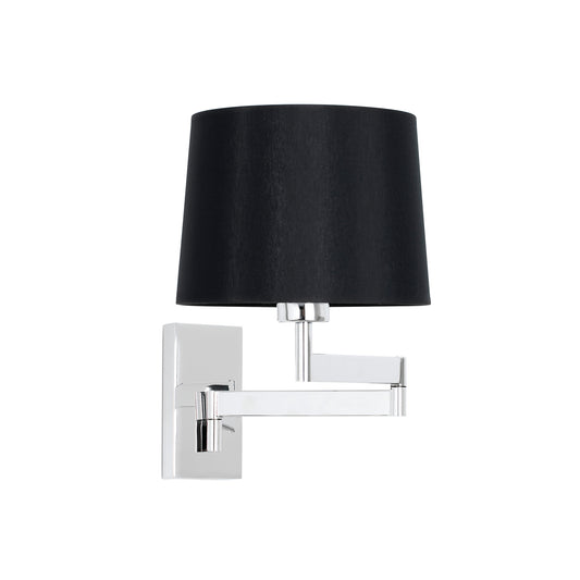Aplique articulado ARTIS de FARO en cromo y negro, modelo 68495-03, luminaria de pared para interiores con diseño atemporal en acero y textil para hogar y hotel