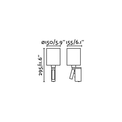 Medidas de la luminaria de pared ROB SHADE en bronce con lector FARO modelo 68496, aplique LED interior para hoteles y restauración, iluminación superficial