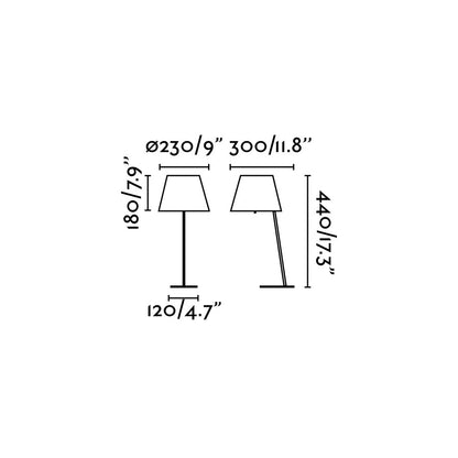 Medidas dimensiones lámpara de mesa MOMA negro FARO 68501 colección 1476 - Iluminación LED hogar sobremesa interior acero textil